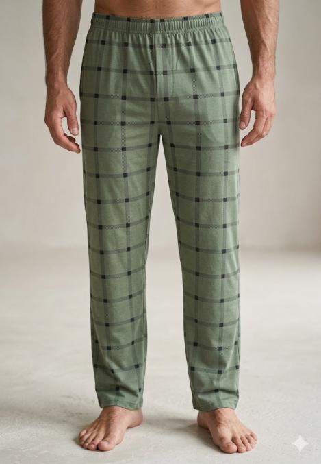 Pantaloni de Pijama Barbati ,Culoare Verde cu Negru, Engros